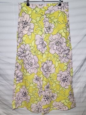 C&C California 100% Linen Yellow Floral Wide Leg Pants